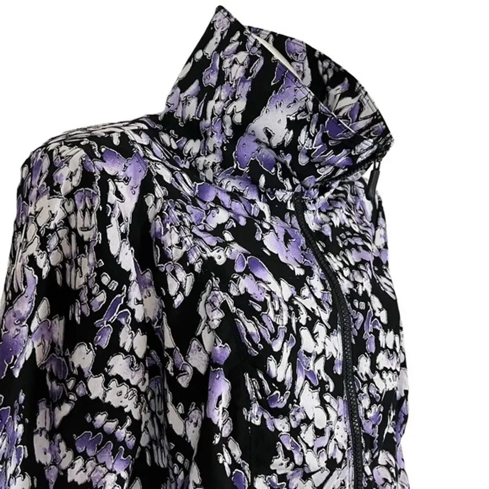 ZENERGY by CHICO'S Black Purple Athletic Sporty Full Zip Lightweight Jacket sz 0